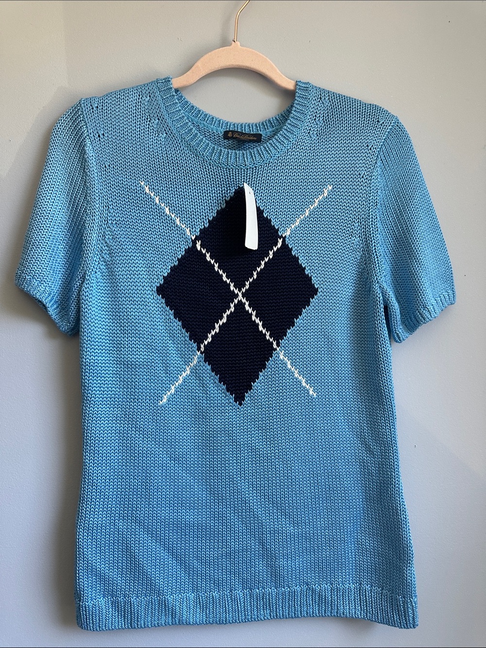 Brooks Brothers Blue Argyle Knit Sweater -Large